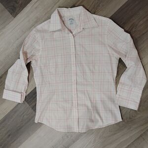 Brooks Brothers Women 4 Non-Iron Cotton Fitted Multi-Color Check Button Up Shirt